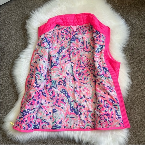 Lilly Pulitzer Skylar Flamingo Pink Puffer Vest Large - Picture 3 of 11